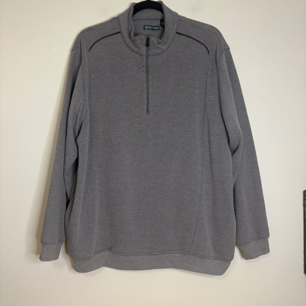 Pro‎ Tour Mens XL Gray 1/4 Zip Long Sleeve Golf Pullover Textured